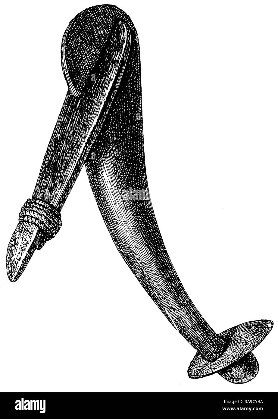 Symbol der Macht eines Anführers oder Schamanen. Zeremonielle Axt aus Ost-Neuguinea. Artefakt von Ozeanien und Australien. Stockfoto