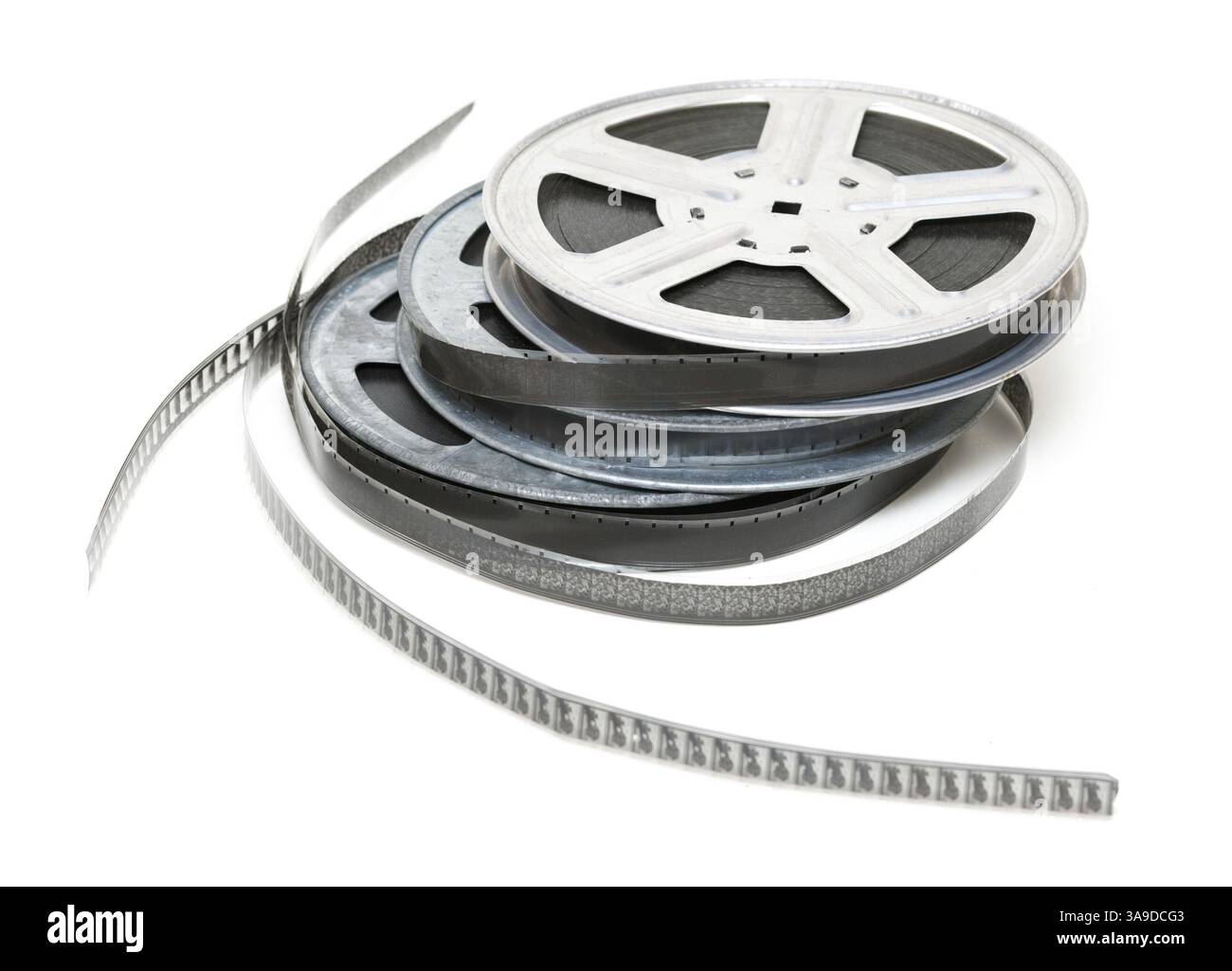 Aluminium Filmrolle isoliert auf weißem Hintergrund Stockfoto