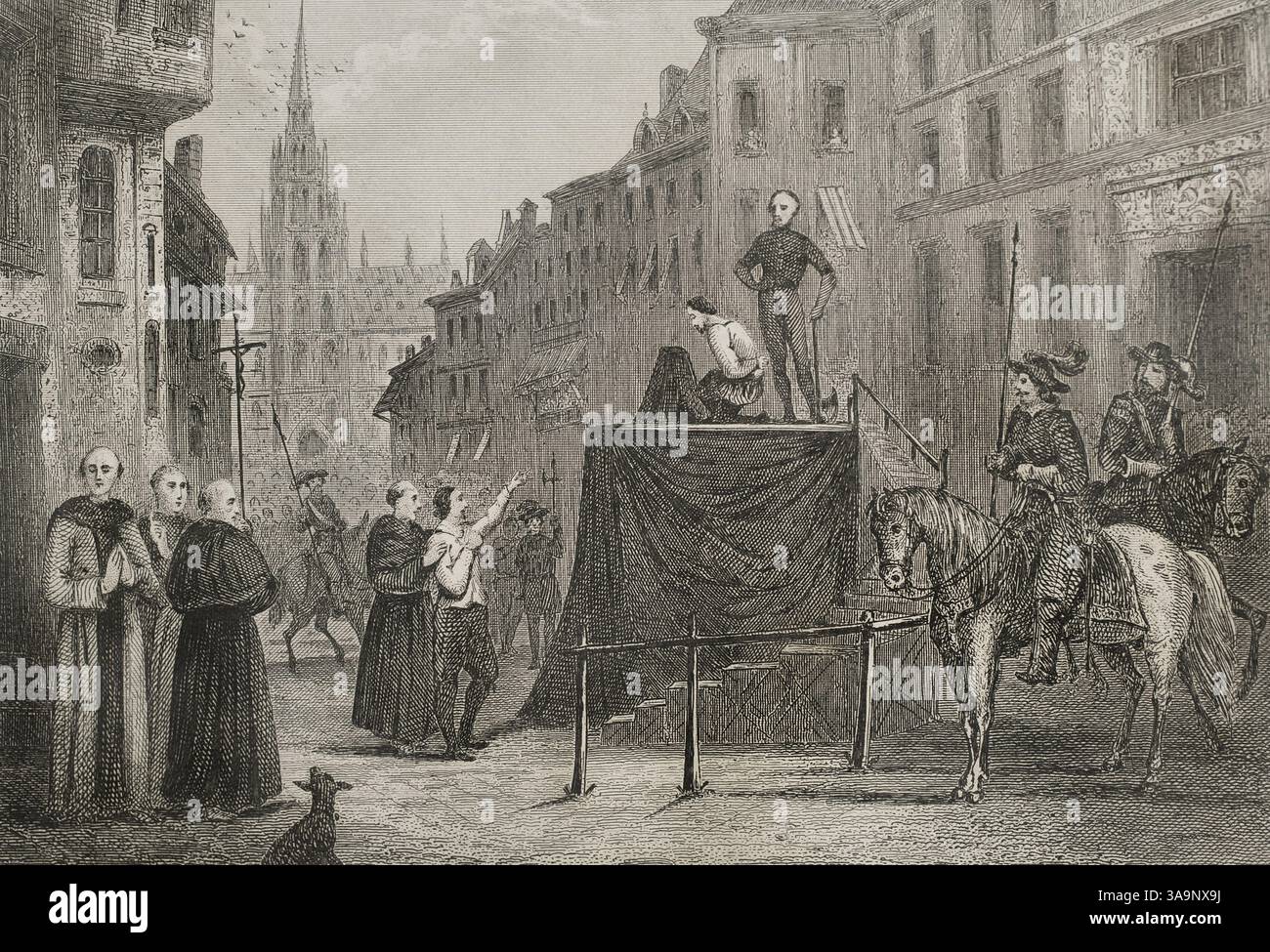 Lamoral de Egmont (1522–1568), Graf von Egmont. Flämischer Kapitän im Dienst von König Philipp II. Von Spanien. Gouverneur von Flandern. Philip de Montmorency (Philippe de Montmorency) (1524–1568), Graf von Horn. Gouverneur von Gelders 1555 und Mitglied des Staatsrats in den Niederlanden 1559. Gemeinsam mit Wilhelm von Orange lehnten beide die Gründung der Inquisition in den Niederlanden durch Kardinal Granvelle, Bischof von Arras, ab. Egmont beantragte 1565 am Hof Philipps II. In Madrid eine Änderung der religiösen Politik des Königs in den Niederlanden. Philipp II. Ließ die Religionsfreiheit nicht zu Stockfoto