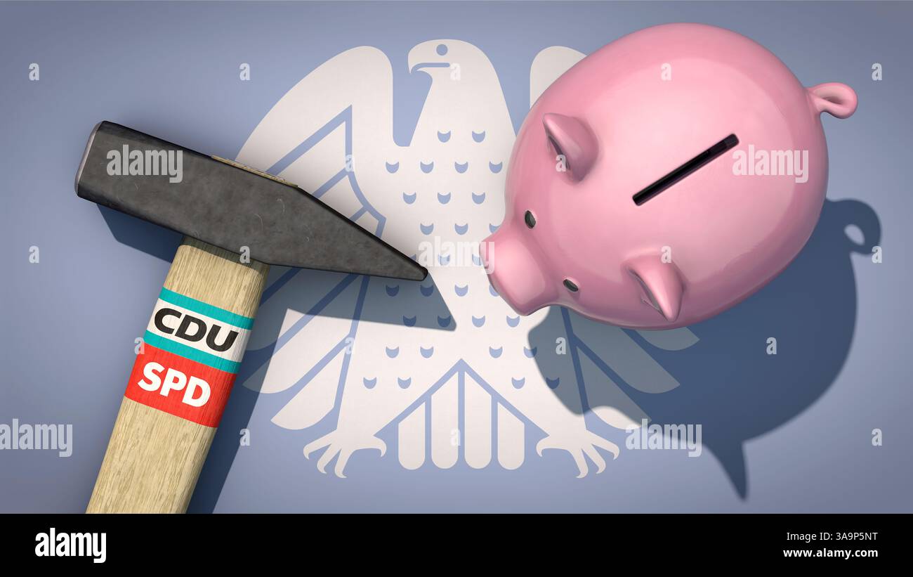 Schuldenpolitik statt Schuldenbremse durch CDU und SPD in Deutschland Stockfoto