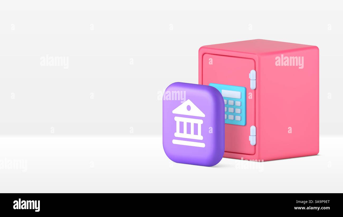 Bankwesen finanzielle Geldschutz Speicher Investmentfonds Banner Kopierraum Vektor Illustration. Banksafe Geldeinlage Treasure Confidence sav Stock Vektor