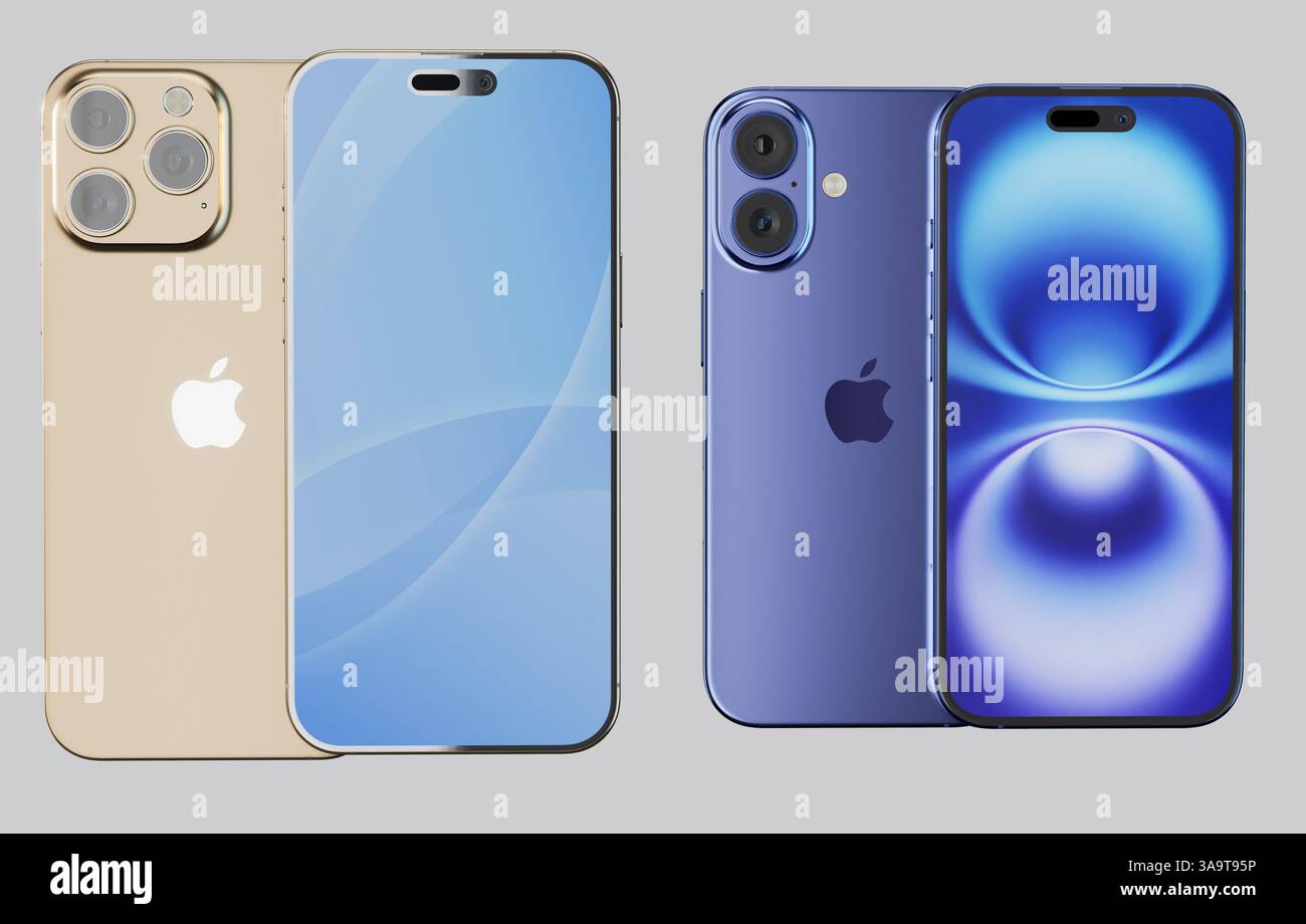 Hochwertiges Rendering der iPhone 16 Collection. Stockfoto