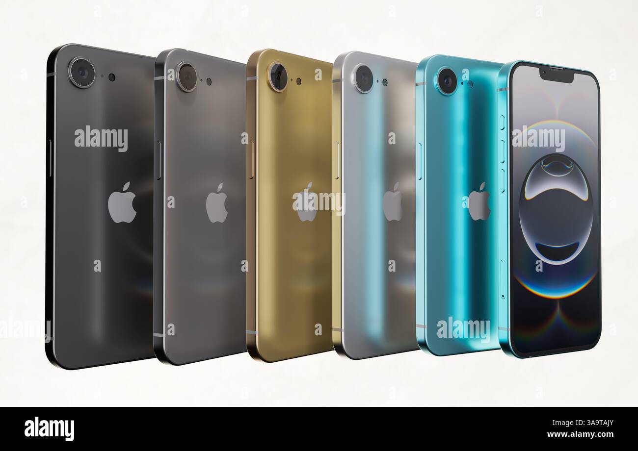IPhone 16e – Neues Budget-Modell mit OLED-Bildschirm und Face ID Stockfoto
