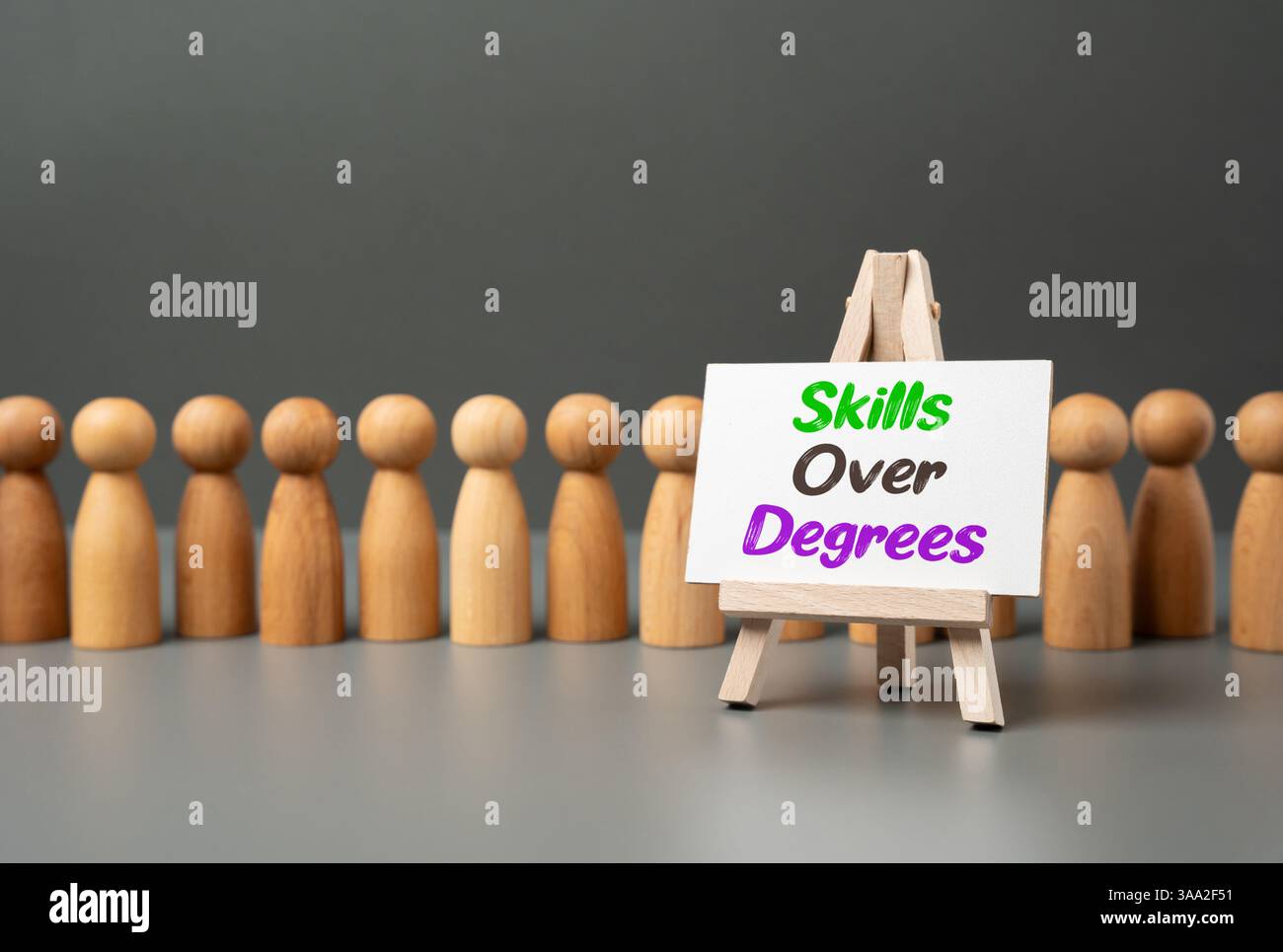 Qualifikationen werden auf dem Arbeitsmarkt mehr geschätzt als Abschlüsse. Arbeitgeber setzen praktische Erfahrungen und Fertigkeiten Vorrang vor formalen Abschlüssen. Technisches Fachwissen, Stockfoto