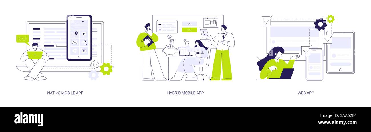 Abstrakte Vektordarstellungen für mobile Apps. Stock Vektor