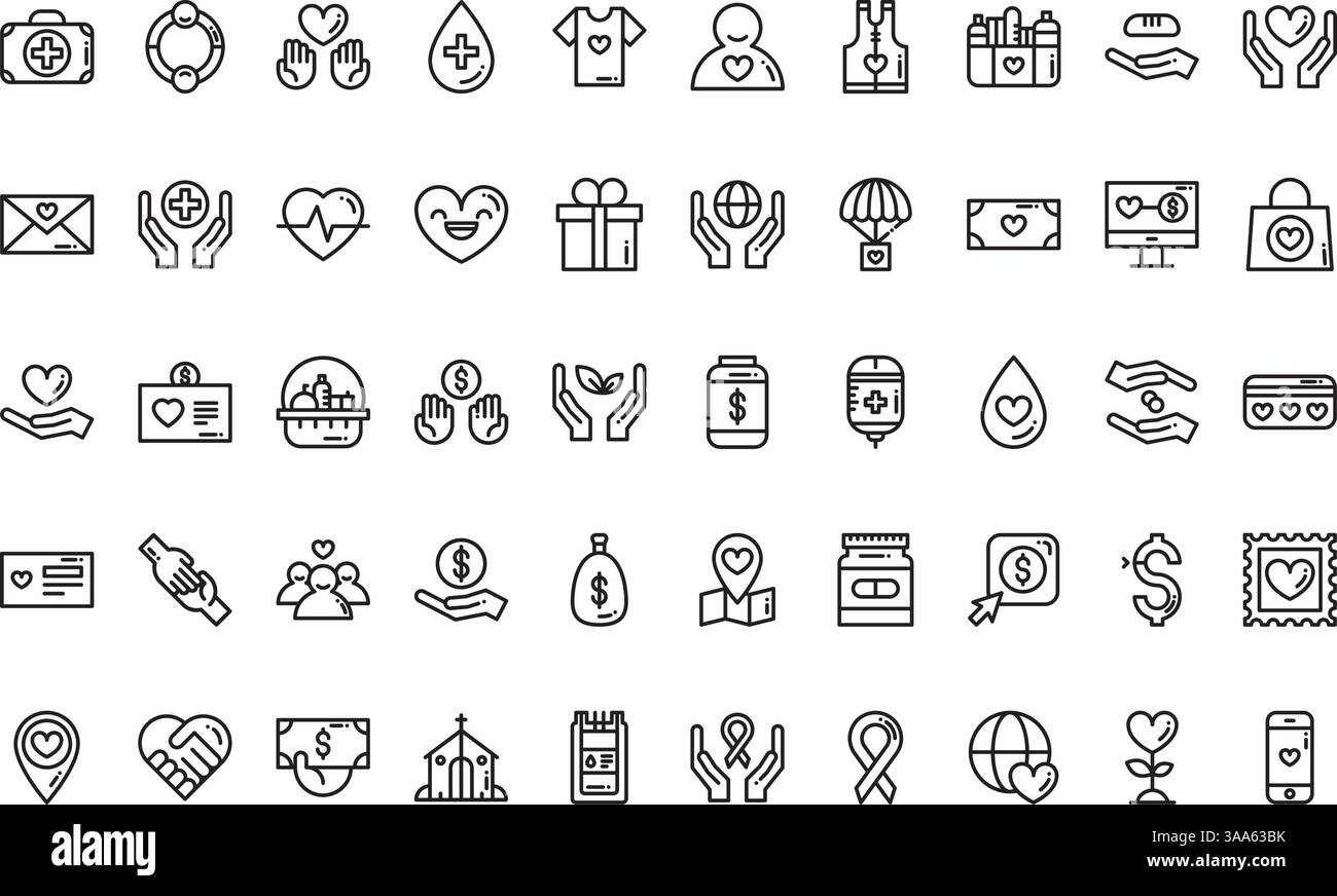 Hochwertige Sammlung von Vektorsymbolen mit editierbarer Kontur. Ideal für professionelle und kreative Projekte Stock Vektor