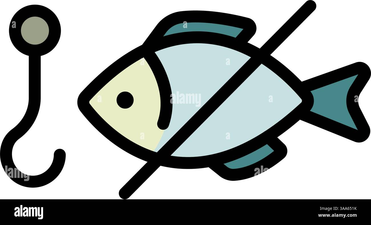 Kein Farbsymbolvektor für die Fischerei. Label No Fishing, Vektor-Illustration Stock Vektor