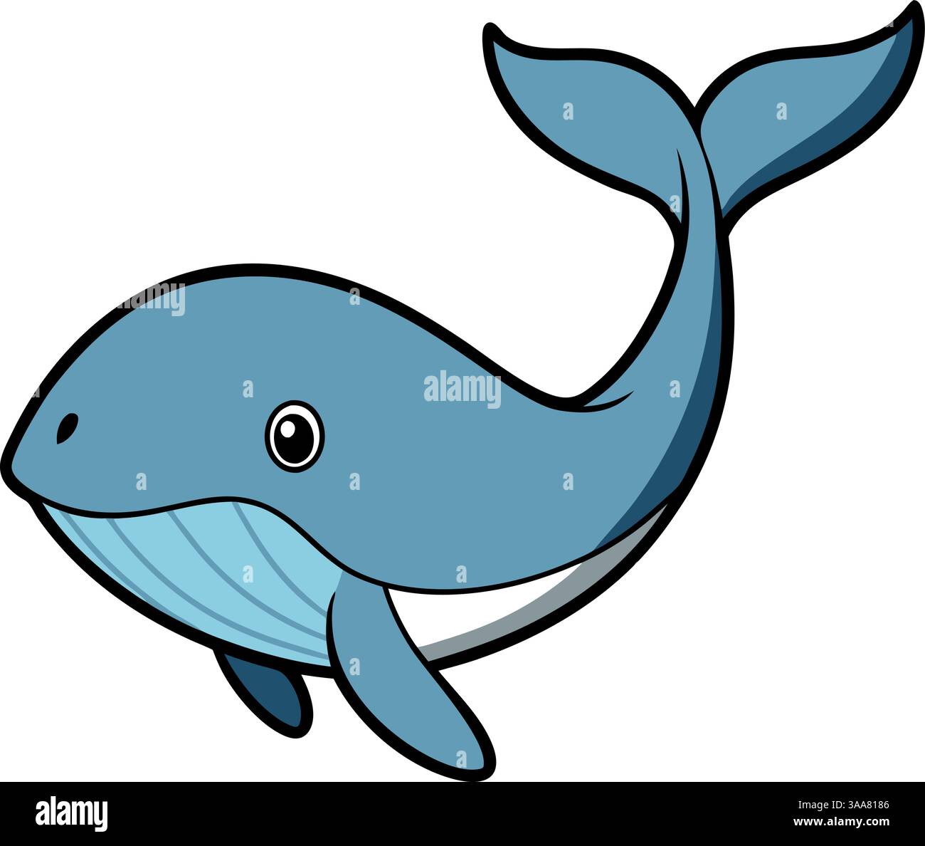 Niedliche blaue Wal-Zeichentrickillustration. Stock Vektor