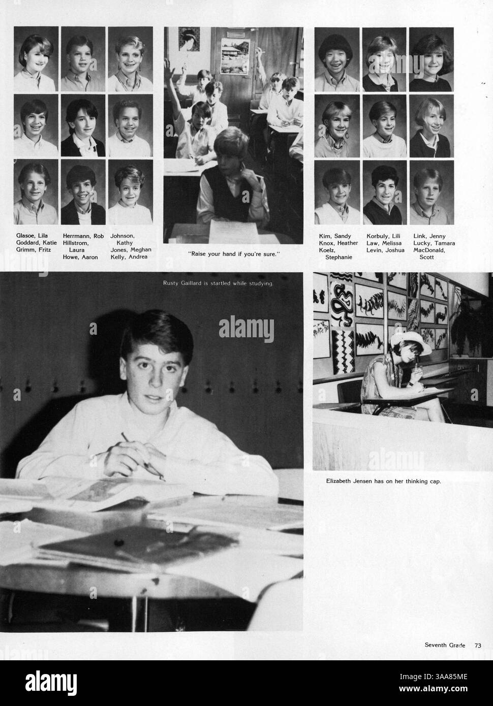 Das Breck Mustang Jahrbuch 1985 dokumentiert die Schüler, Lehrer, Leichtathletik, Vereine und Veranstaltungen aus dem Schuljahr 1984-1985 an der Breck High School. Stockfoto