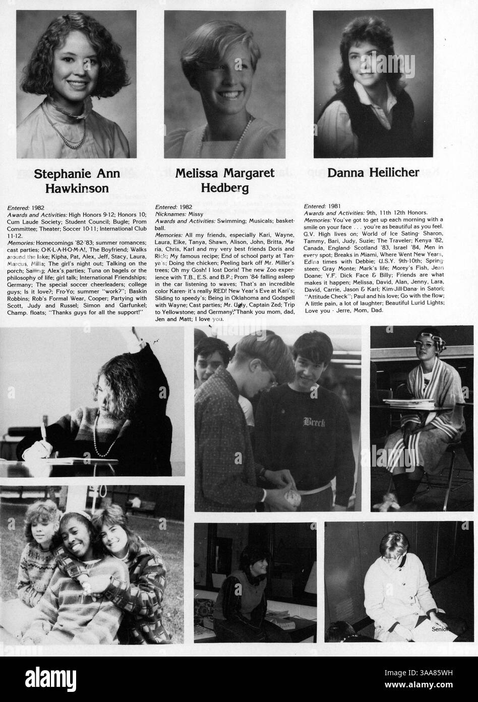 Dieses Jahrbuch von Breck Mustang 1985 beschreibt wichtige Ereignisse, akademische Höhepunkte, sportliche Leistungen und Beiträge der Lehrkräfte während des Schuljahres 1984-1985. Stockfoto