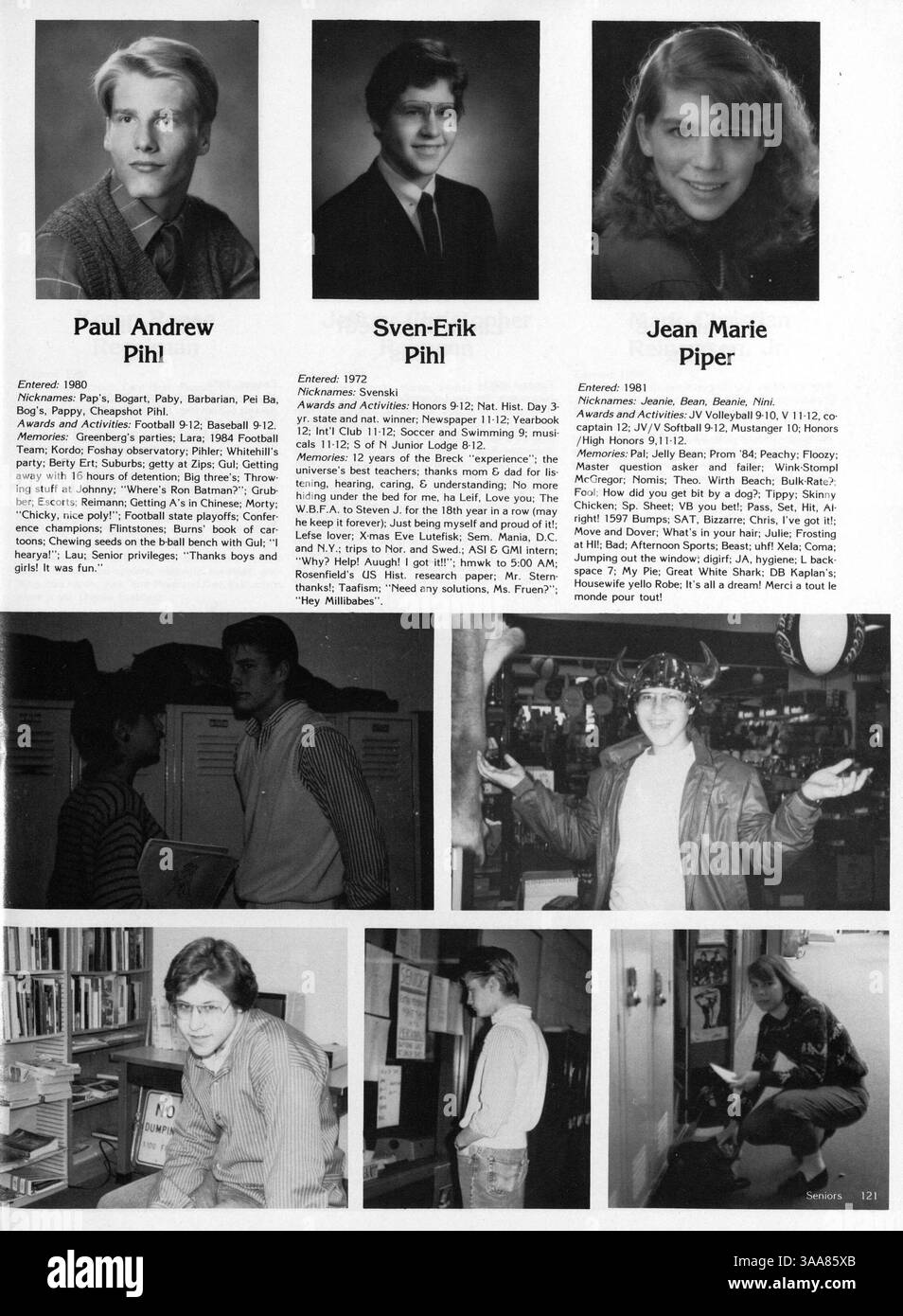 Das Breck Mustang Jahrbuch 1985 beleuchtet die akademischen und sportlichen Leistungen der Schüler und Lehrkräfte an der Breck High School im Schuljahr 1984-1985. Stockfoto