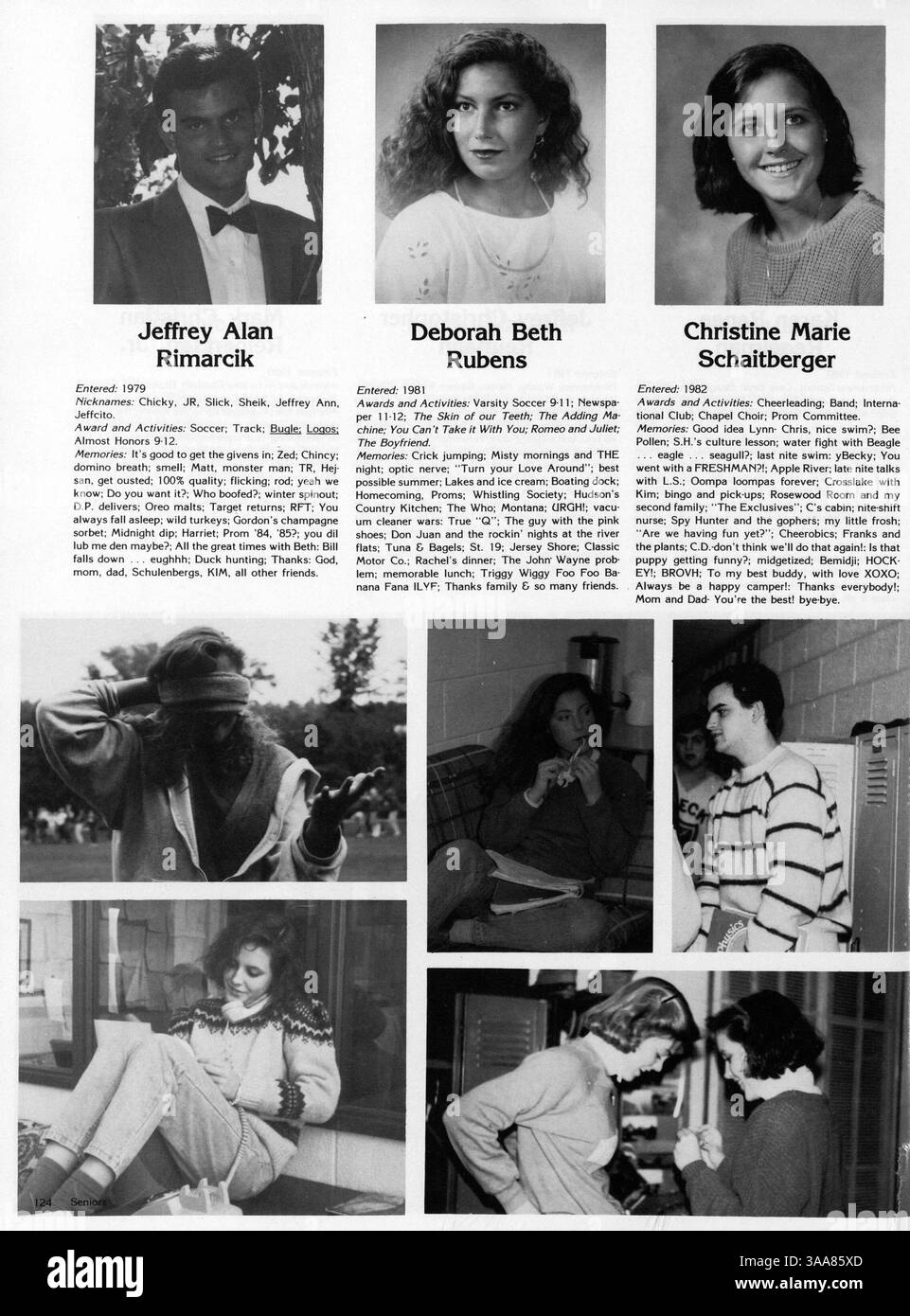 Dieses Jahrbuch von Breck Mustang 1985 erinnert an die Leistungen und Aktivitäten von Schülern und Lehrkräften während des Schuljahres 1984-1985 an der Breck High School. Stockfoto