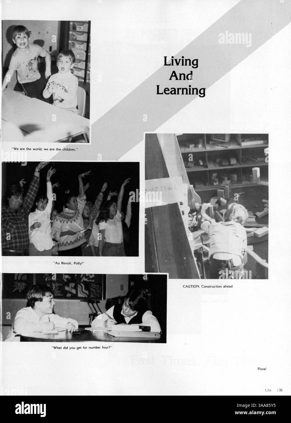 Das Jahrbuch Breck Mustang 1985 dokumentiert die akademischen, sportlichen und außerschulischen Höhepunkte des Schuljahres 1984-1985 mit Beiträgen von Studenten und Lehrkräften. Stockfoto