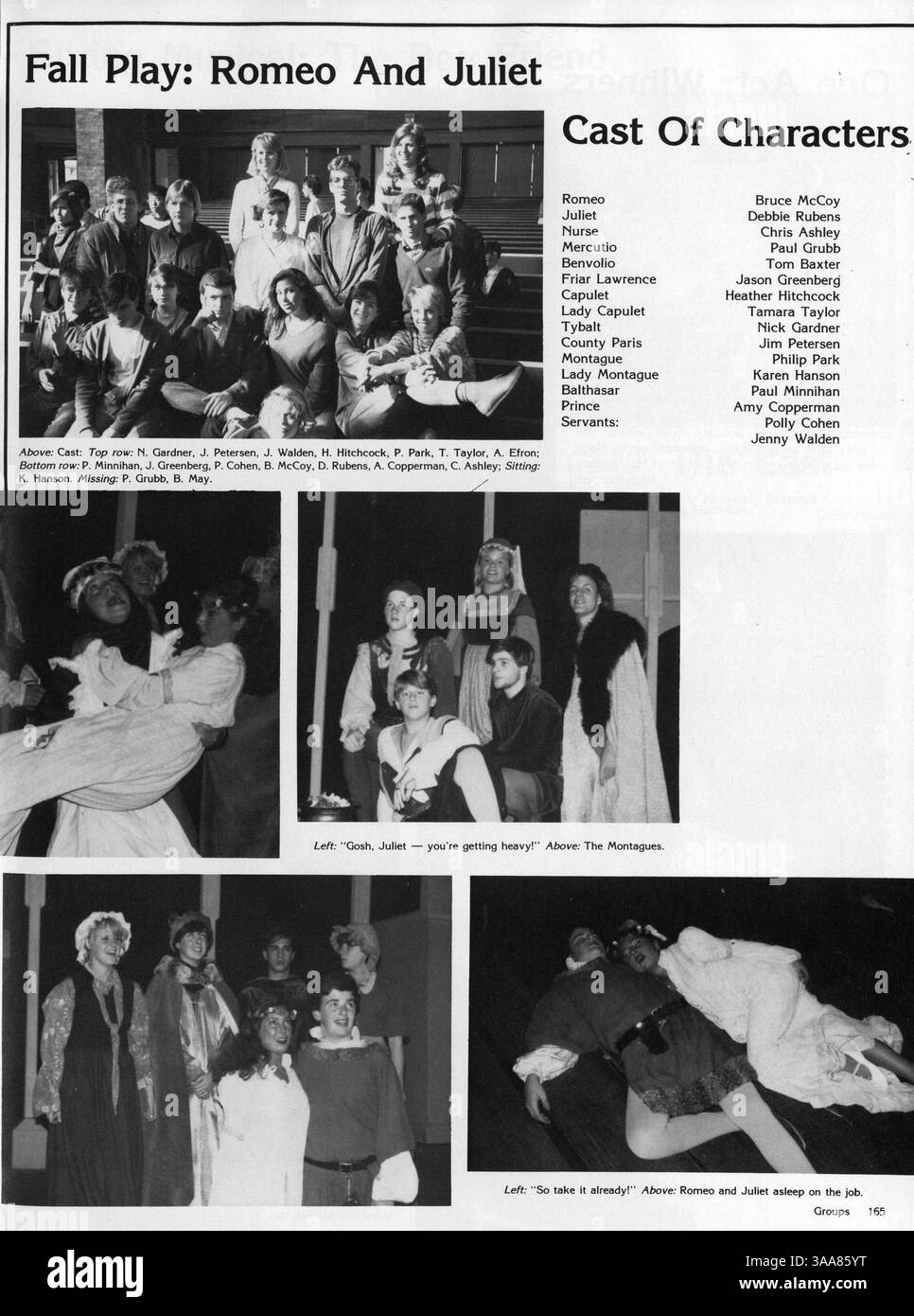 Das Breck Mustang Jahrbuch 1985 dokumentiert die Aktivitäten und Leistungen von Schülern, Lehrern und Leichtathletik aus dem Schuljahr 1984-1985. Stockfoto