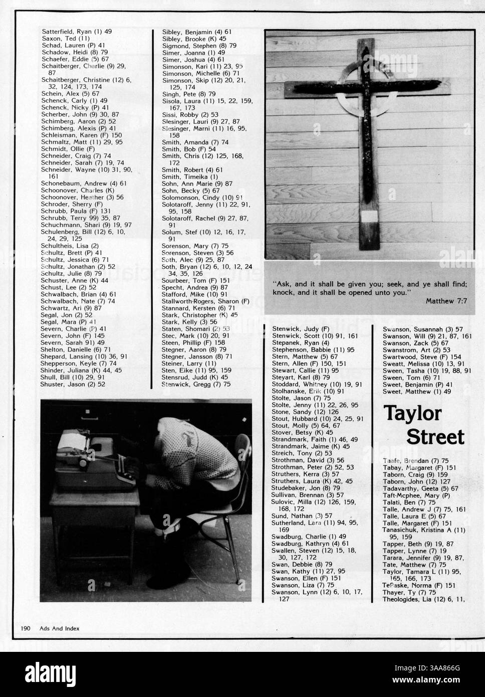 Das Breck Mustang Jahrbuch 1985 zeigt das Schuljahr 1984-1985, einschließlich der Highlights von Schülern, Lehrern, Leichtathletik und Vereinen. Stockfoto