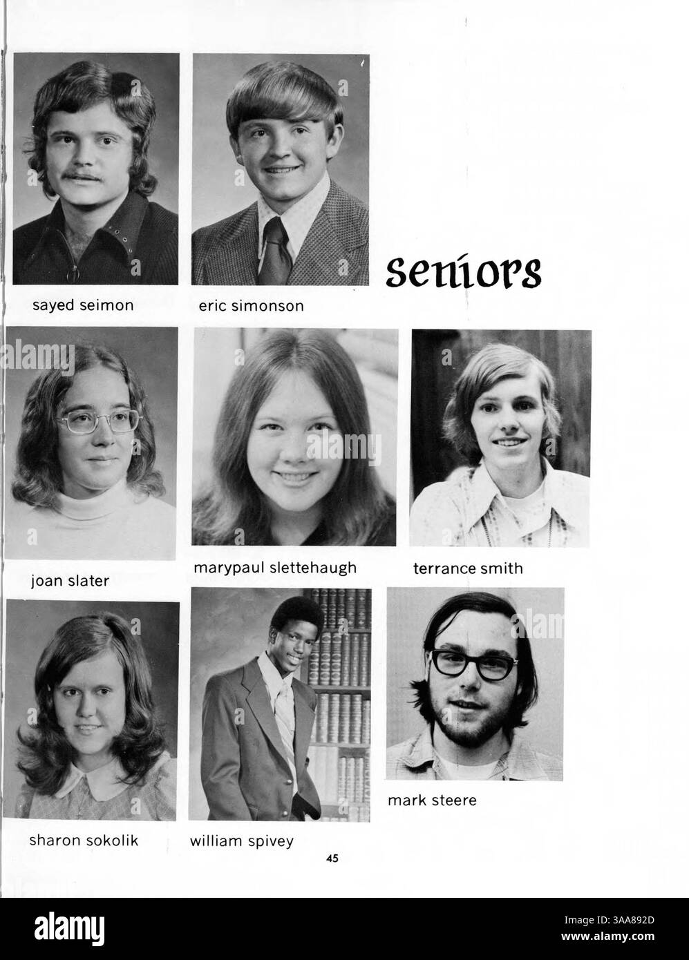 Das Jahrbuch 1973 der Marshall University dokumentiert die Ereignisse, Leichtathletik, Studenten, Lehrkräfte und außerschulische Aktivitäten, die das Schuljahr 1972-1973 prägten. Stockfoto