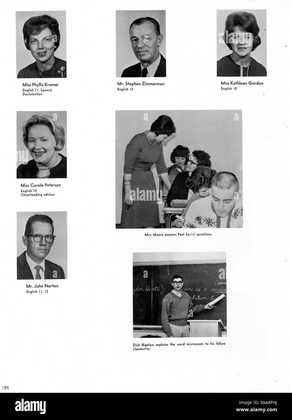 Das Robbinsdale High School Yearbook 1964, „The Robin“, bietet eine detaillierte Aufzeichnung der Beteiligung von Schülern und Lehrern an Vereinen, Leichtathletik und wichtigen Schulveranstaltungen während des akademischen Jahres 1963-1964. Stockfoto