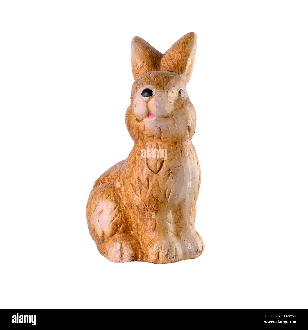 Osterhase Figur auf weißem Hintergrund Stockfoto