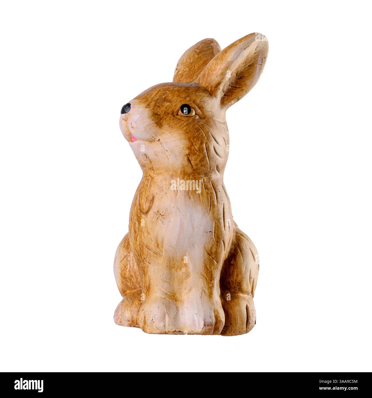 Osterhase Figur auf weißem Hintergrund Stockfoto