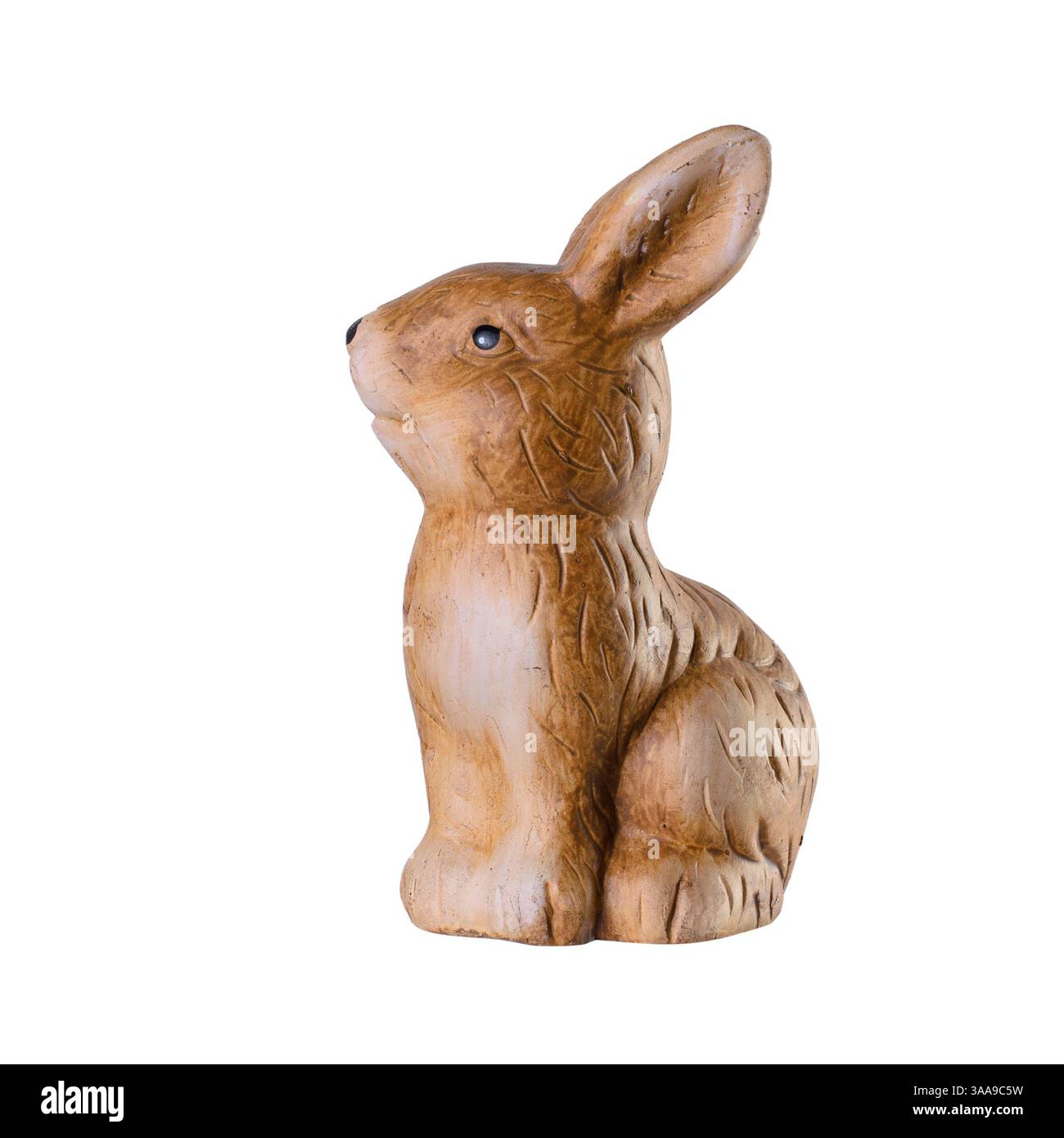 Osterhase Figur auf weißem Hintergrund Stockfoto