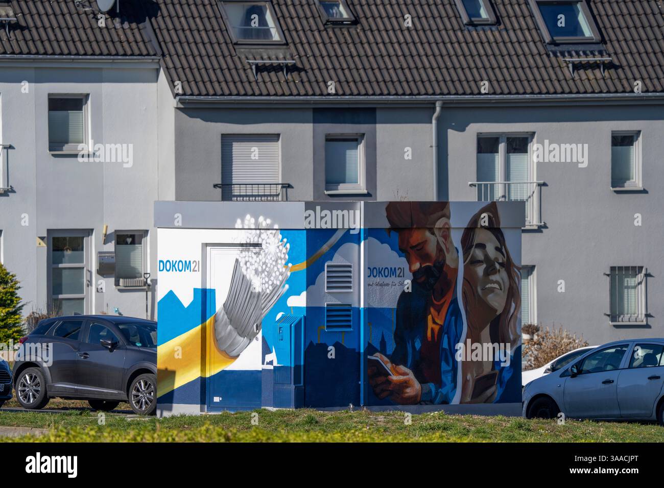 Betriebsstätte, Gebäude, des Telekommunikationsdienstleisters DOKOM21, POP (Point of Presence) für das Glasfasernetz, hier ist der c Stockfoto