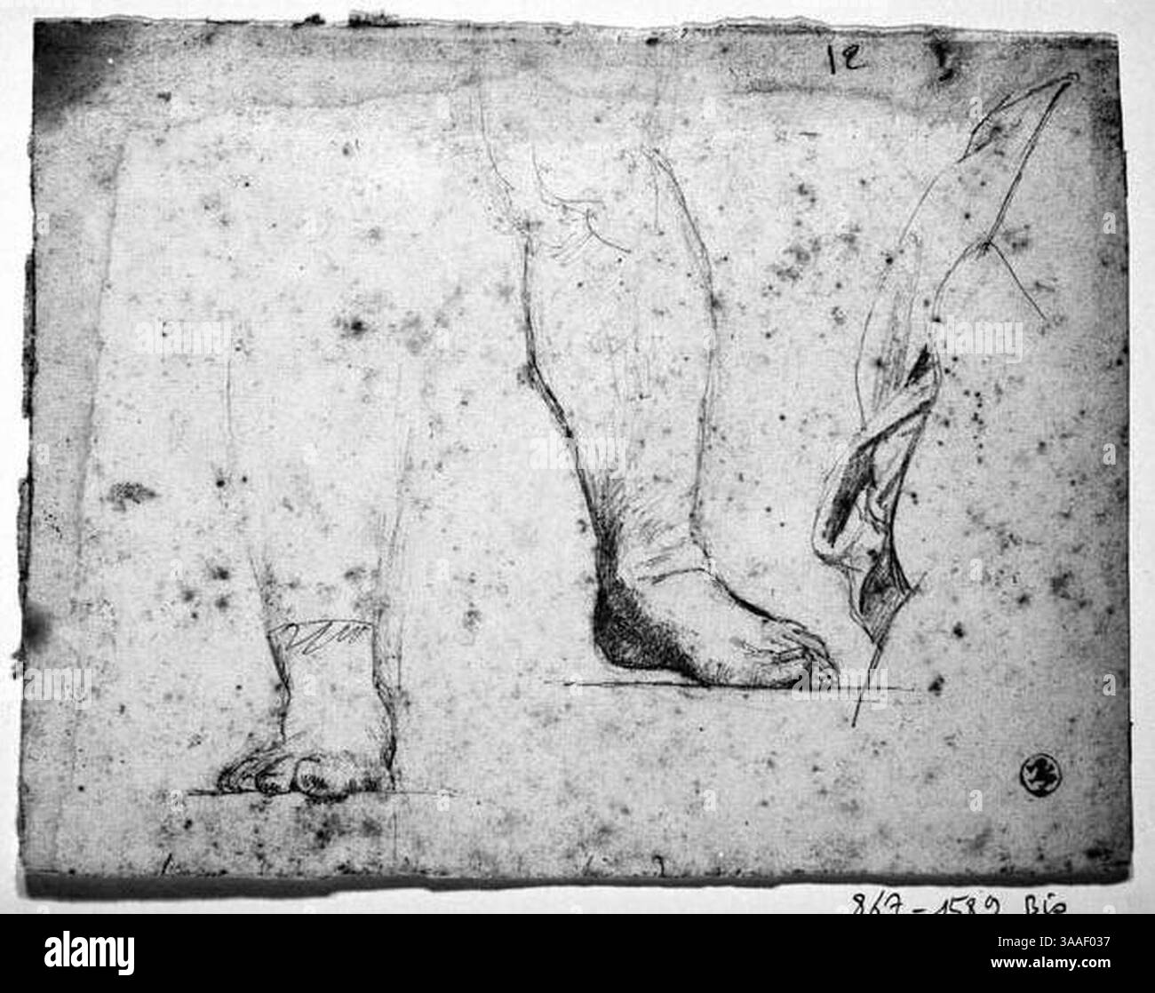 Ingres - MI.867,1589 bis, Etendard et deux pieds nus. Stockfoto