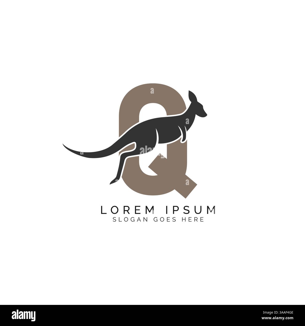 Letter Q Logo-Konzept mit Känguru-Design. Buchstabe Q mit großartiger Kombination des Känguru-Symbols Stock Vektor