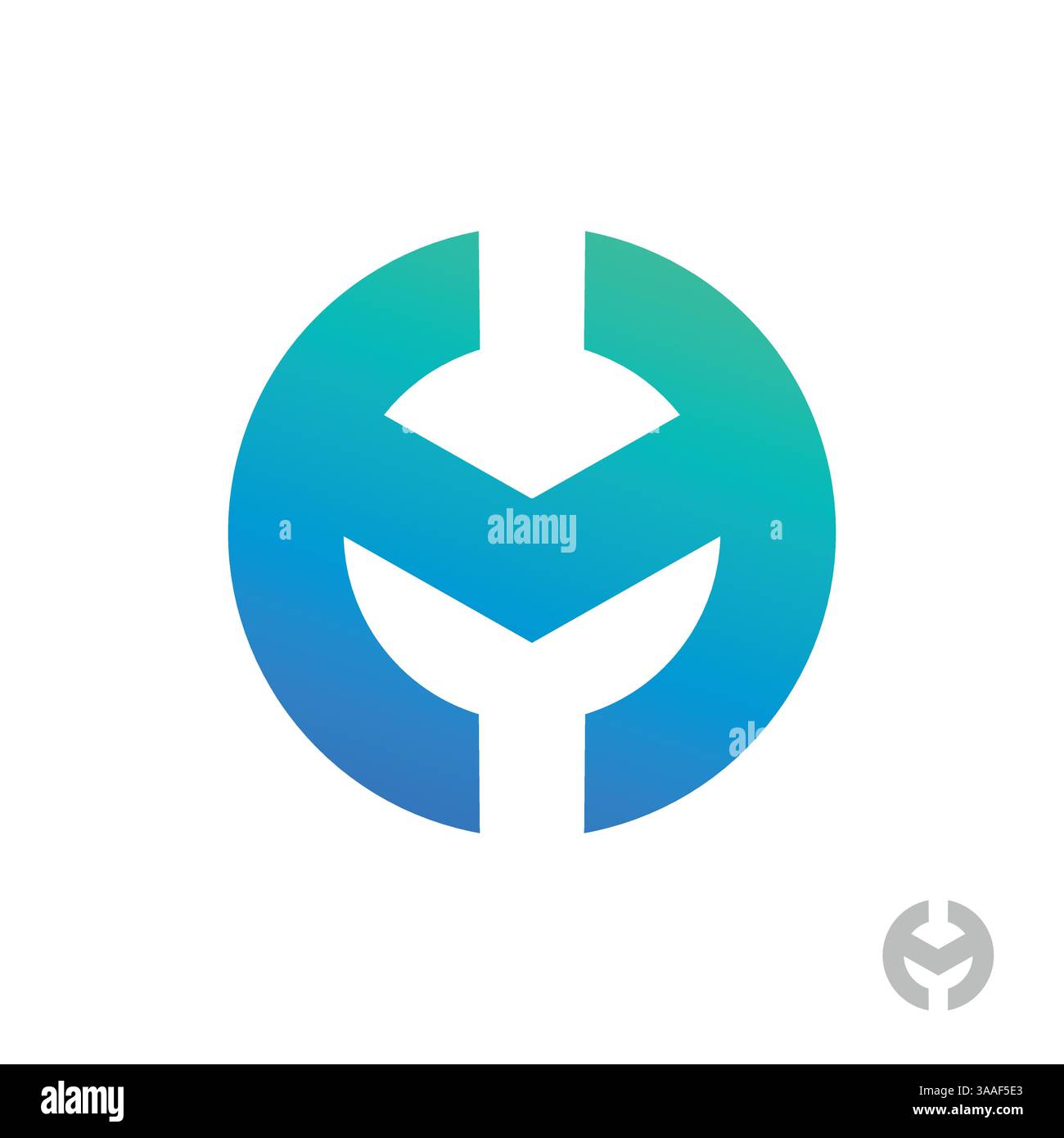 Modernes MH- oder HM-Logo mit schlankem, kreisförmigem Design und blau-blauem Farbverlauf. Perfekt für Technologie, Finanzen und Corporate Branding. Minimalistisch Stock Vektor