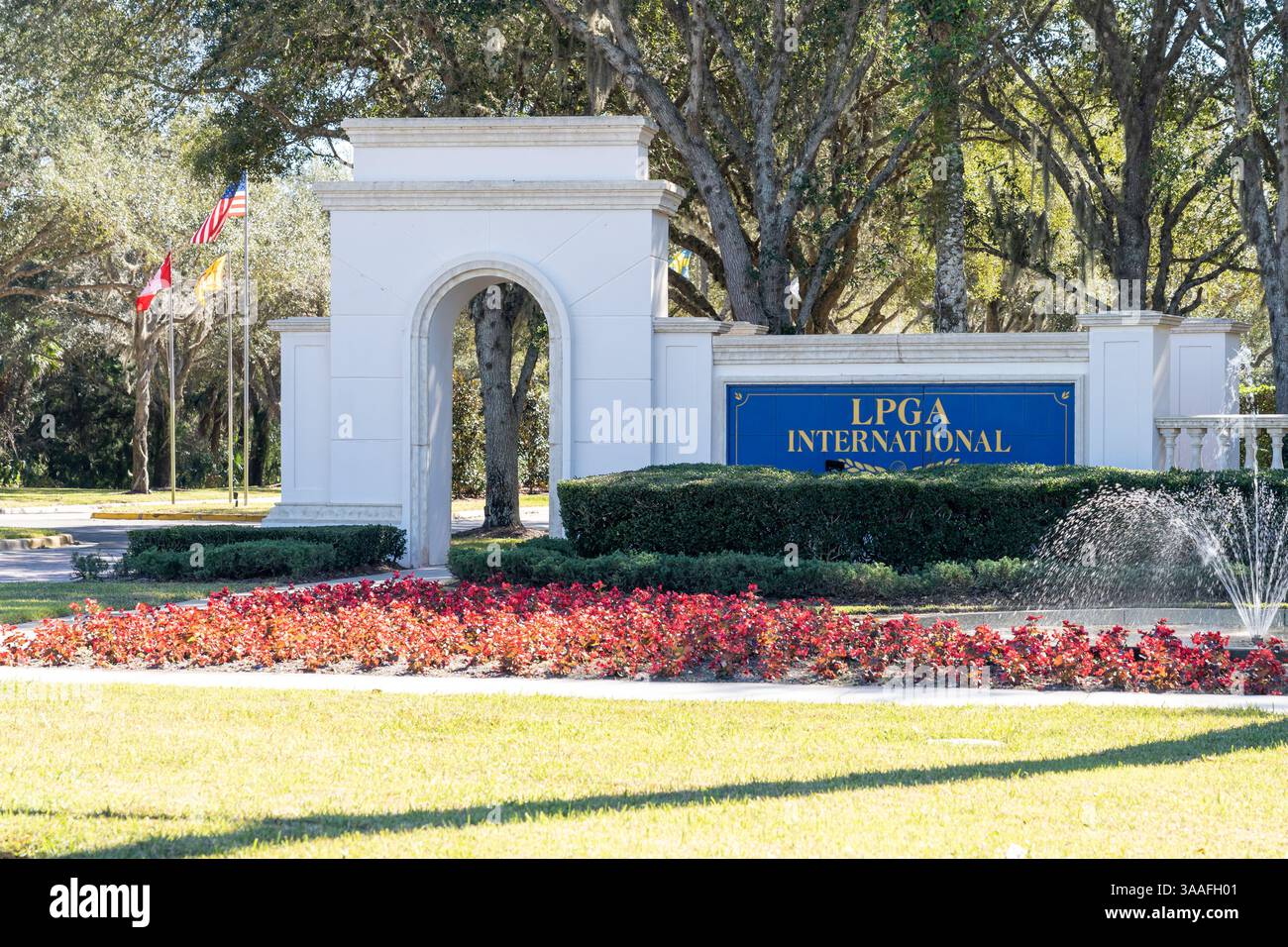 Lake Mary, FL, USA - 17. Januar 2022: LPGA International-Schild in Lake Mary, Florida, USA. Stockfoto