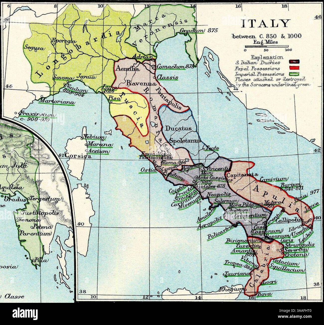 Italien zwischen ca. 850 und 1000. Stockfoto