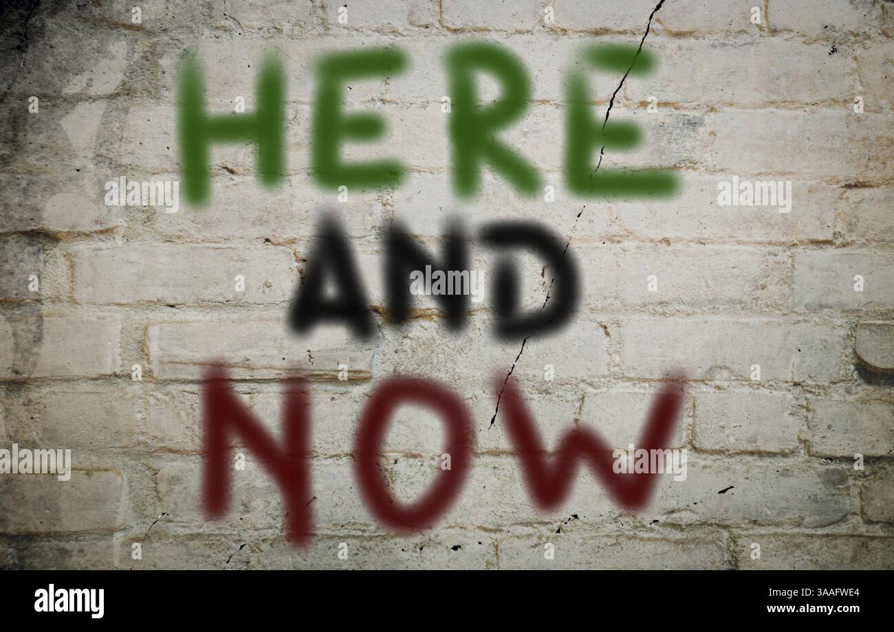 Hier und jetzt-Konzept Stockfoto