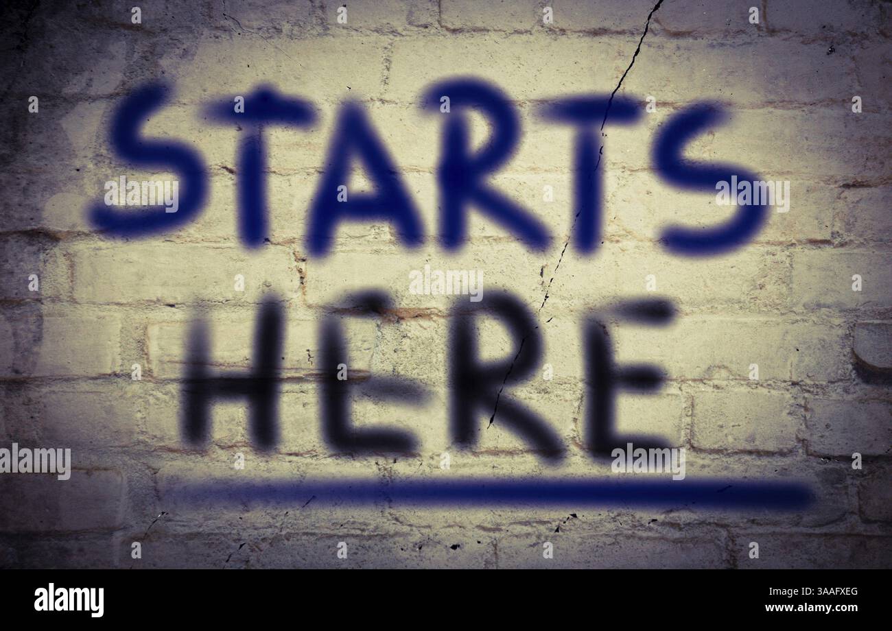 Beginnt hier Konzept Stockfoto