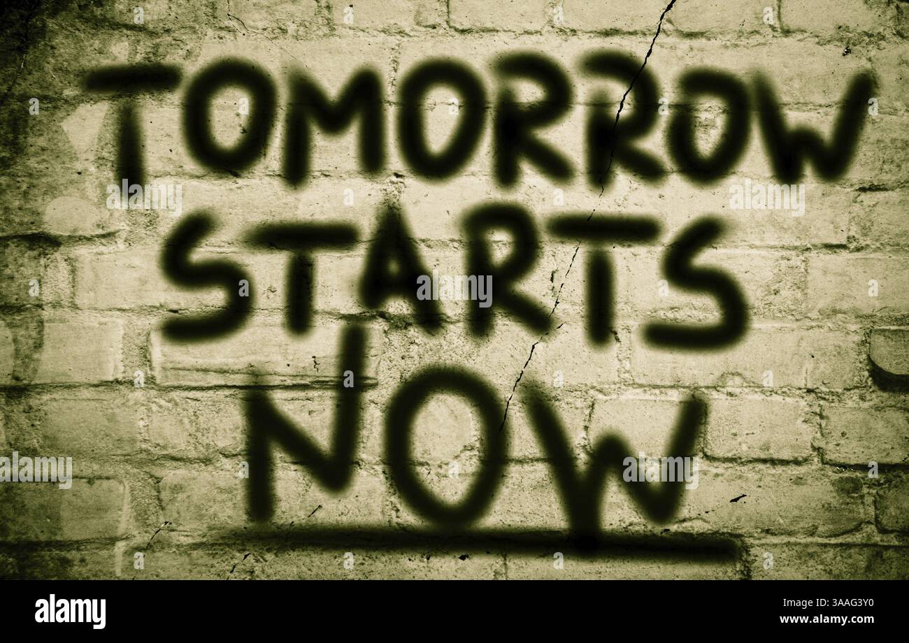 Morgen beginnt nun Konzept Stockfoto