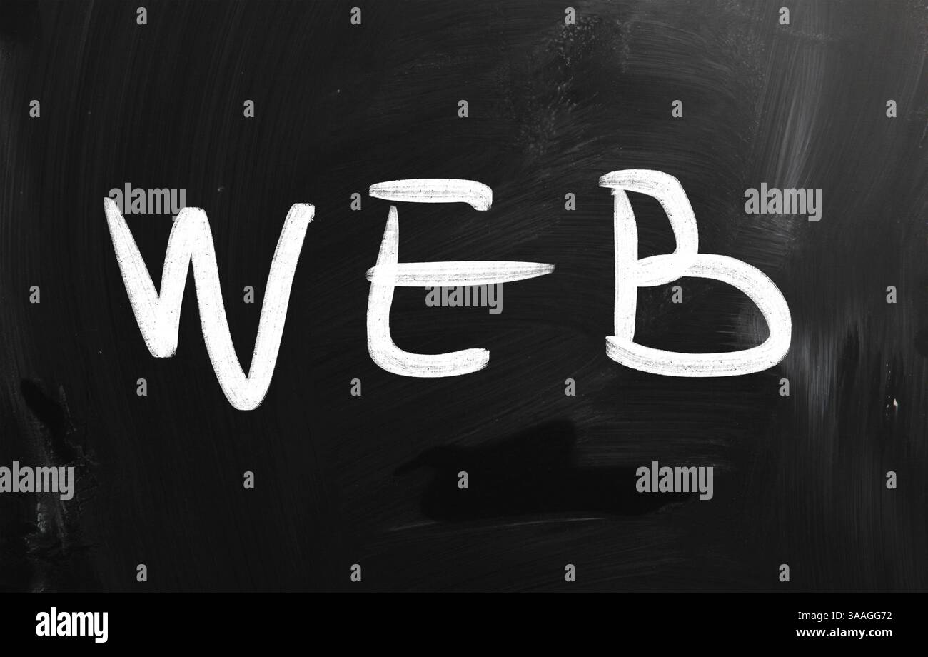 WEB handschriftlich mit weißer Kreide auf einer Tafel Stockfoto