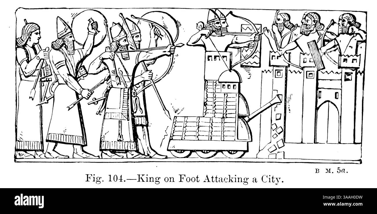 König zu Fuß angreift... eine Stadt. Aus dem Buch graven in the Fels : OR, die historische Genauigkeit der Bibel bestätigt durch Verweis auf die assyrischen und ägyptischen Denkmäler im British Museum und anderswo von Kinns, Samuel, 1826-1903 Veröffentlichungsdatum 1891 Stockfoto