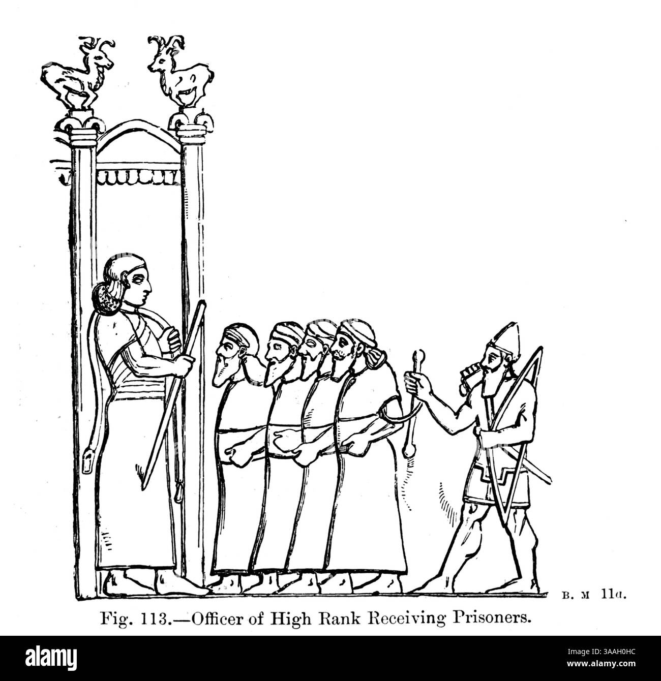 Offizier des hohen Rangs, der Gefangene aus dem Buch in den Felsen gehauen empfängt : oder, die historische Genauigkeit der Bibel bestätigt durch Verweis auf die assyrischen und ägyptischen Denkmäler im British Museum und anderswo von Kinns, Samuel, 1826-1903 Veröffentlichungsdatum 1891 Stockfoto