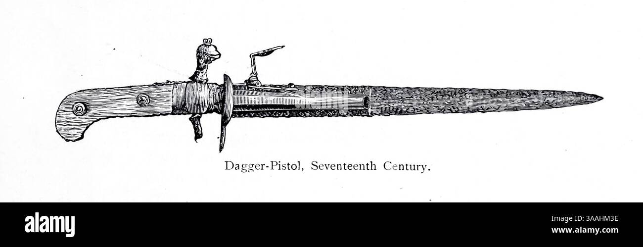 Dolch, Pistole, 17. Jahrhundert. Aus The Gun and its Development von Greener, W.W. (William Wellington), Publikationsdatum 1897 Stockfoto