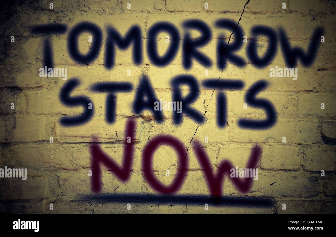 Morgen beginnt nun Konzept Stockfoto
