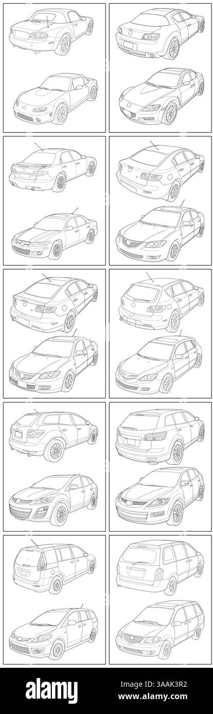 Mazda-Autozeichnungen Stock Vektor
