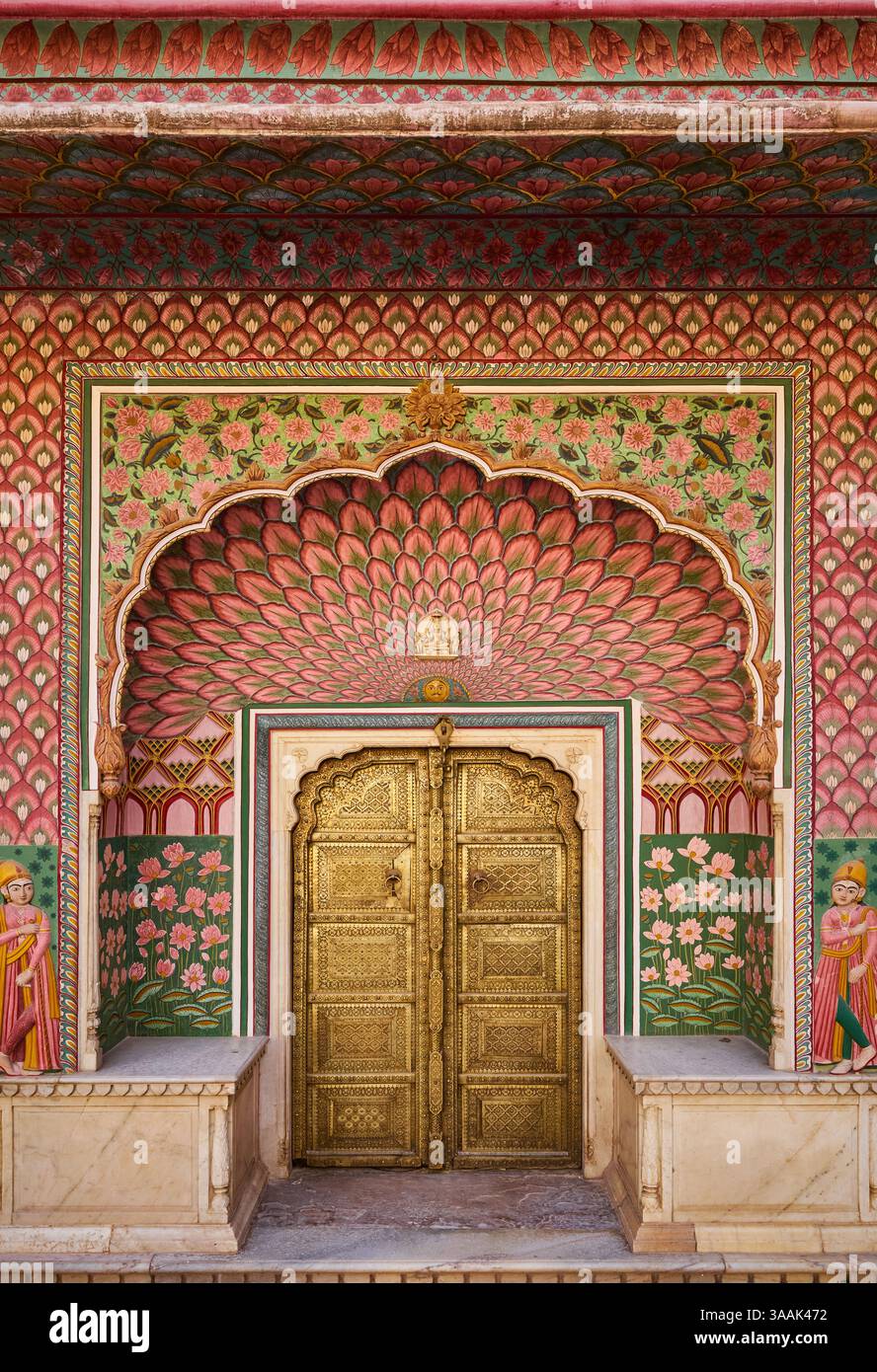 Lotus-Tor im Stadtpalast von Jaipur, Indien Stockfoto
