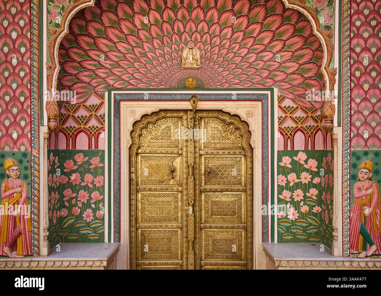 Lotus-Tor im Stadtpalast von Jaipur, Indien Stockfoto