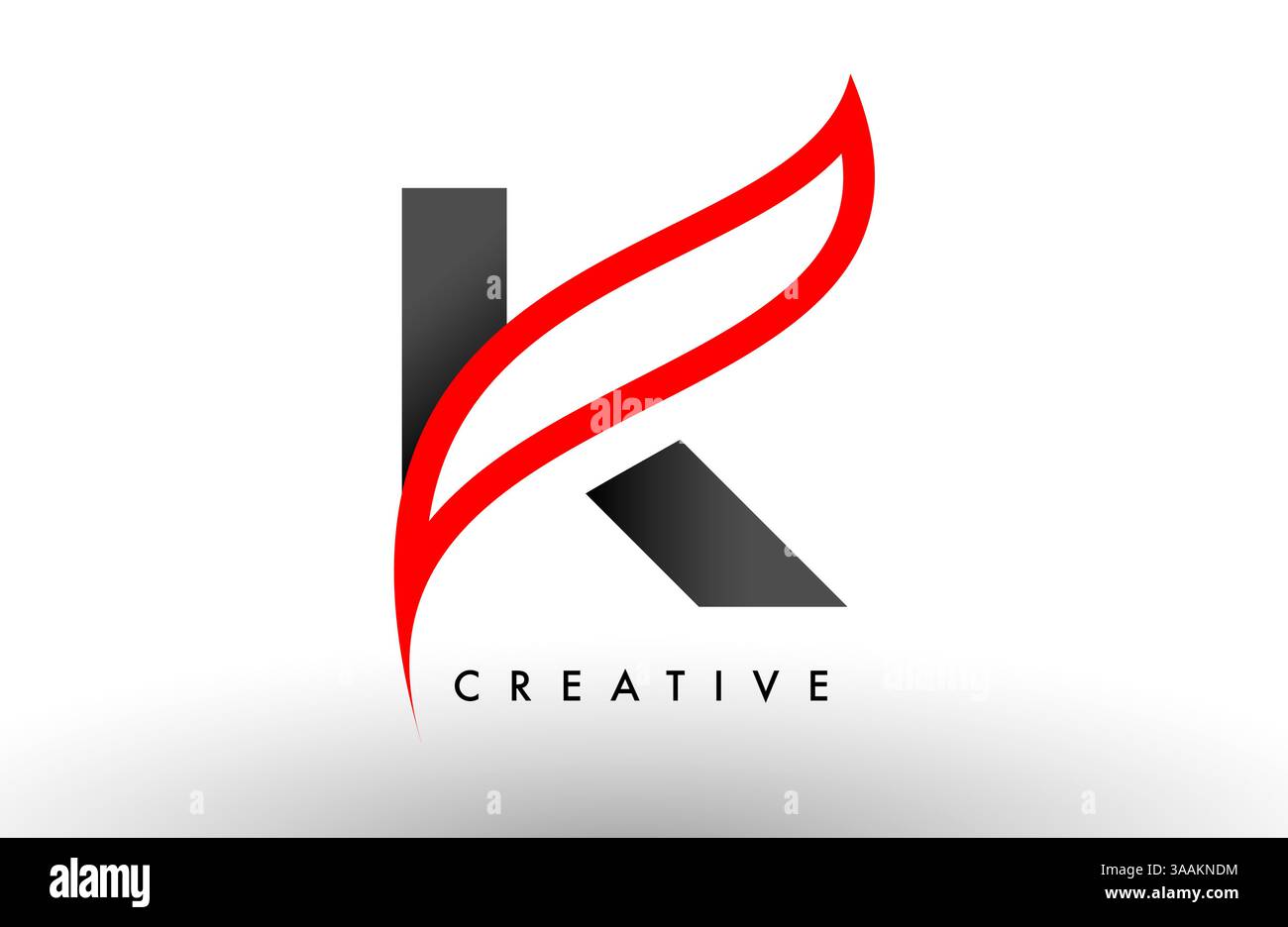 K Letter Logo Symbol Vektordesign. Moderne Swoosh Rot und Grau Buchstaben Konzept Vektor Illustration Stock Vektor