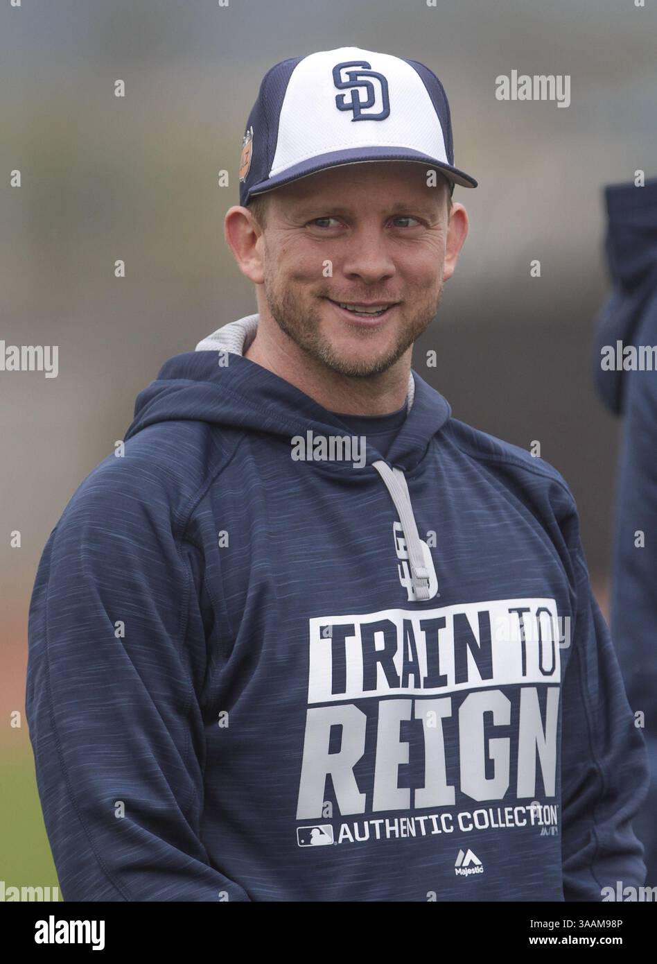 18. Februar 2017: Andy Green, Trainer der San Diego Padres, während des ersten Trainingstages im Peoria Sports Complex in Peoria, Arizona, am 18. Februar 2017. (Bild: © Hayne Palmour IV/TNS via ZUMA Wire) Stockfoto