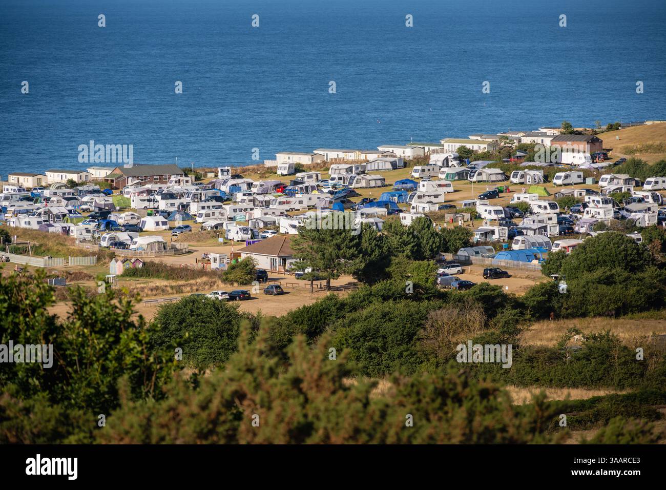 Caravan Park, North Norfolk, Cromer, England, Großbritannien Stockfoto