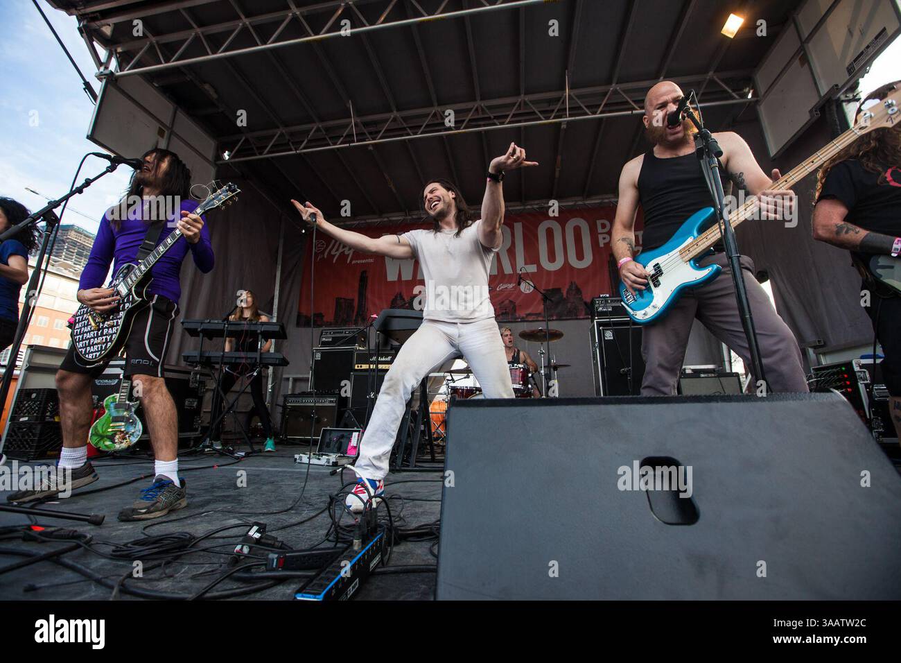 14. März 2018 - Austin, Texas, USA - Andrew WK tritt am 14. März 2018 (14. März 2018) im Waterloo Record Store für eine inoffizielle SXSW-Show in Austin, Texas auf. Foto von ANDREW WK. (Bild: © Michael Mullenix via ZUMA Wire) Stockfoto