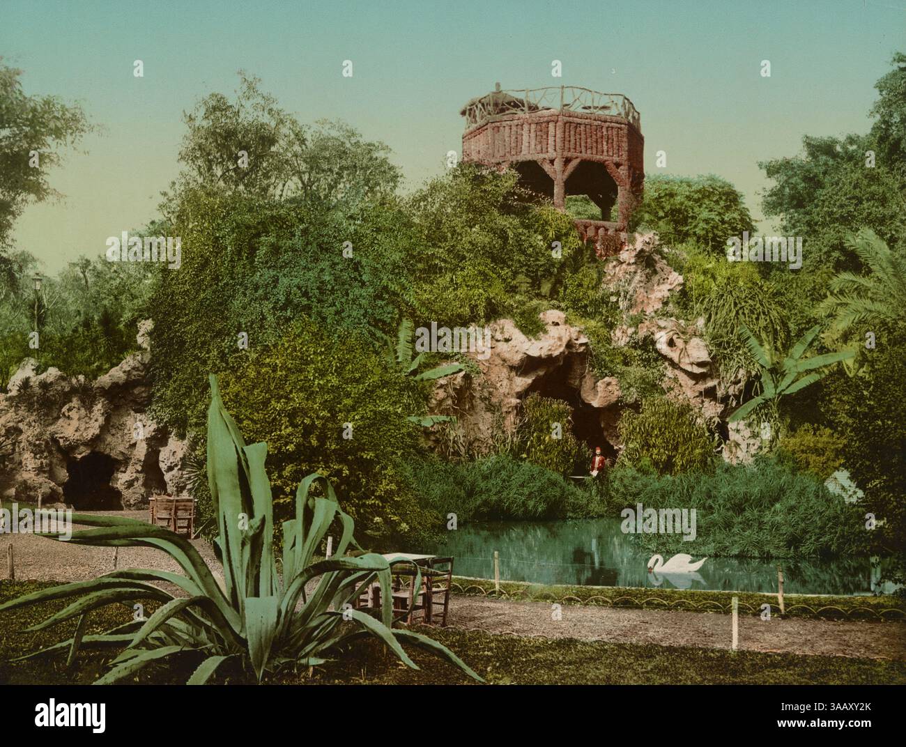 Fotochrom-Druck der Esbekieh-Höhlen in Kairo, Ägypten. Stockfoto