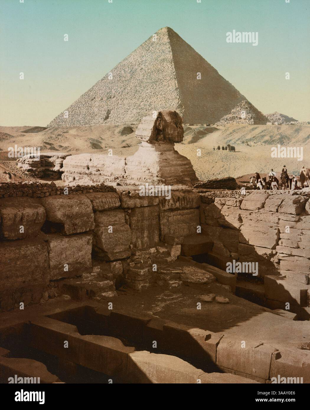 Fotochrom-Druck des Tempels der Sphinx, Kairo, Ägypten. Stockfoto