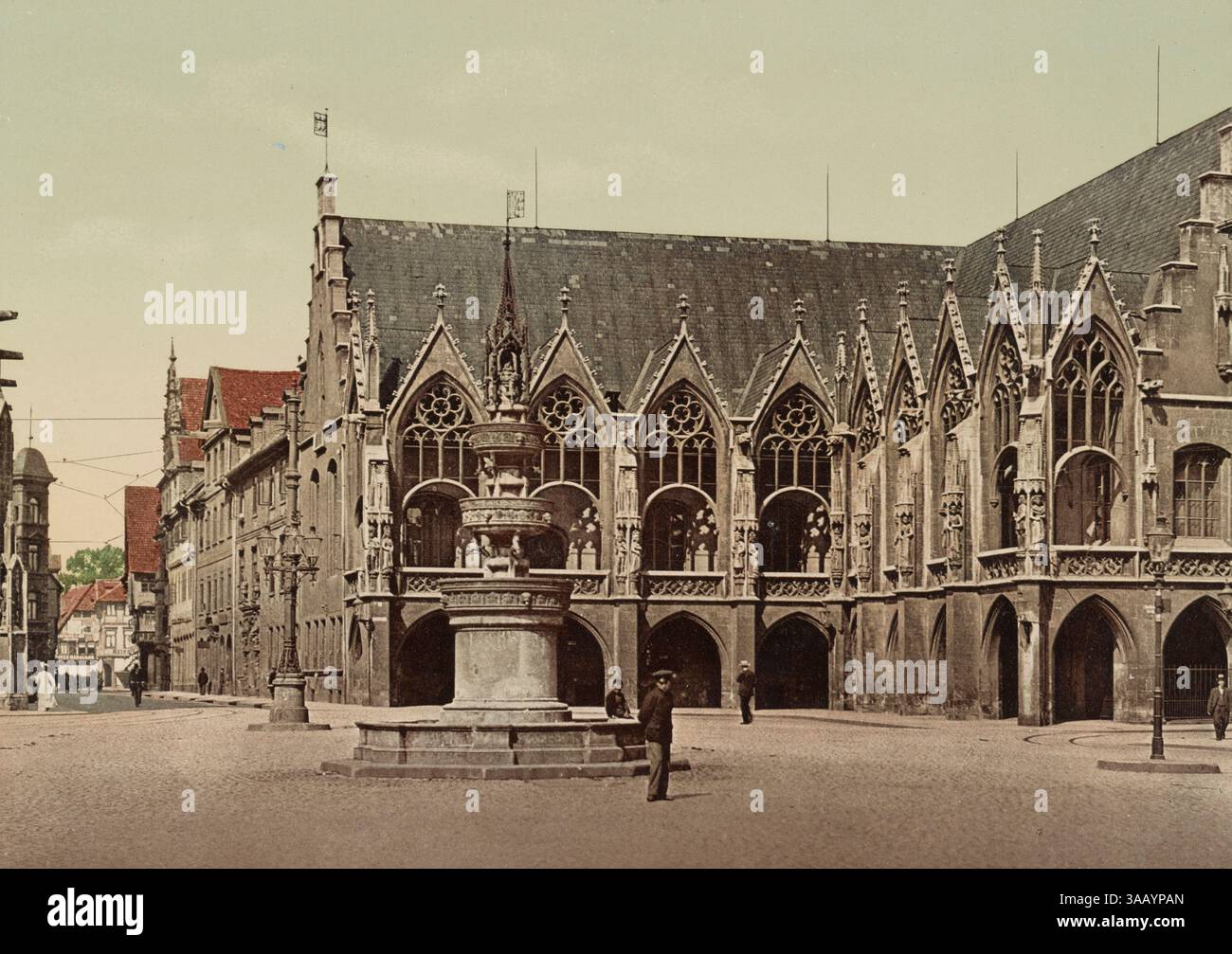 Fotochrom-Vintage-Druck des Altstadtrathauses in Braunschweig (Braunschweig). Stockfoto