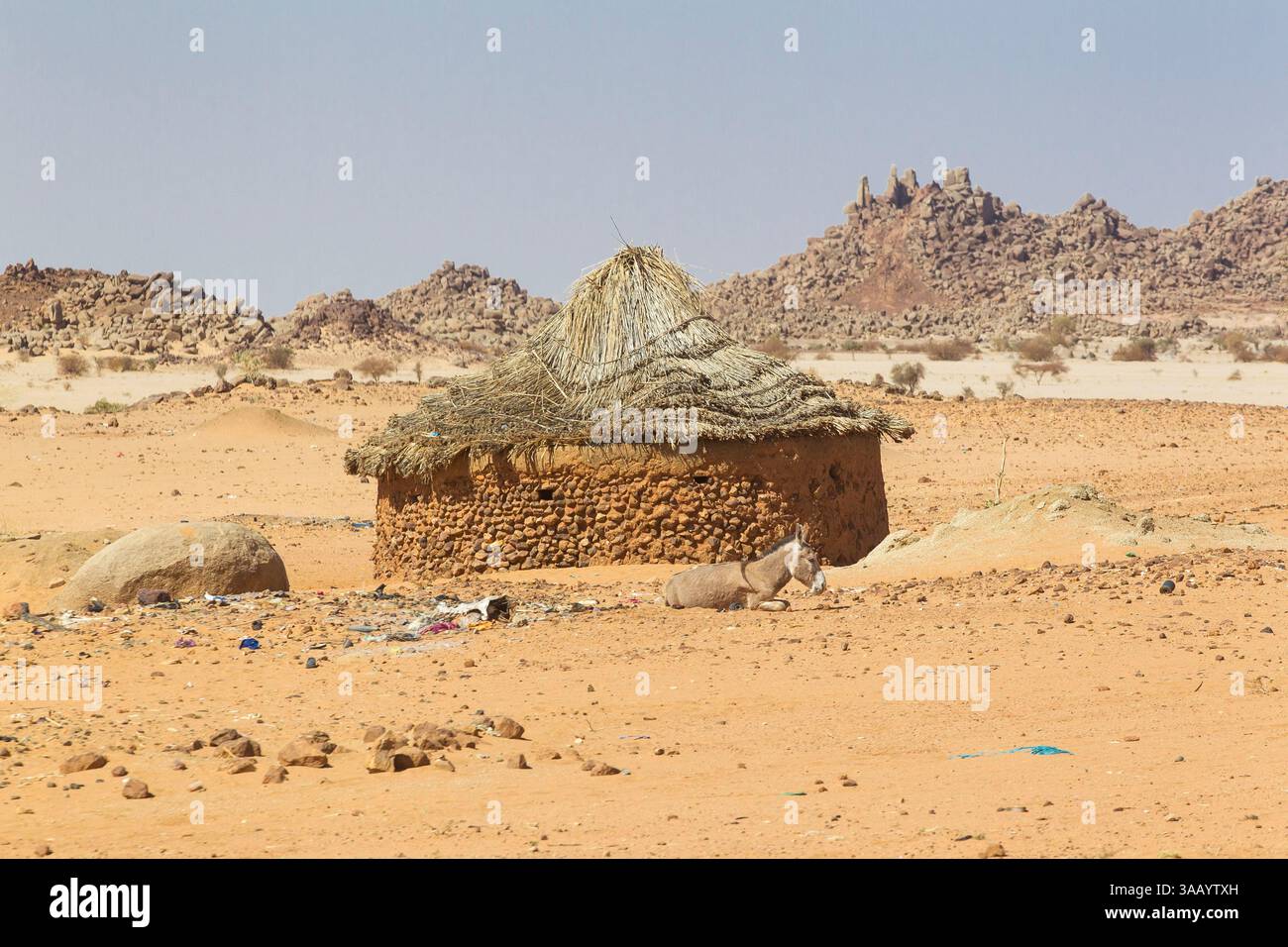 Chad, Ennedi, Wadi Hawar, Amdjarass, Heimatdorf von Idriss Deby Stockfoto
