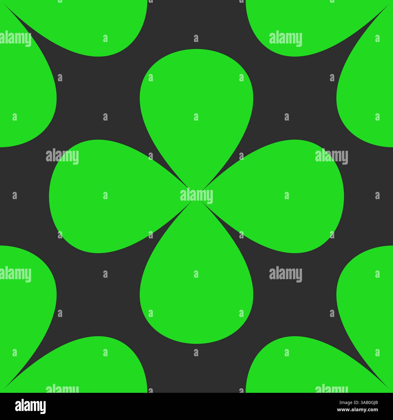 Nahtloses Blumenmuster mit kräftigen grünen Kleeformen und Blütenblättern. Hochwertiges geometrisches Vektordesign im Retro-Stil für Dekor, Tapeten und p Stock Vektor